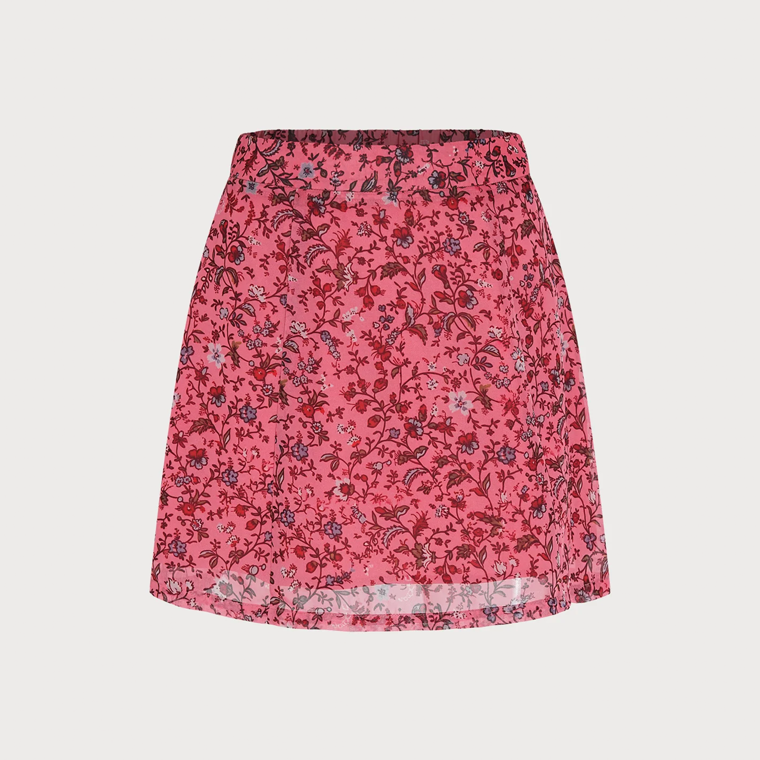 Natural Waist Floral Print A‑Line Chiffon Mini Skirt