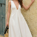 Deep V‑Neck Hardware Decor Backless Sleeveless Maxi Dress